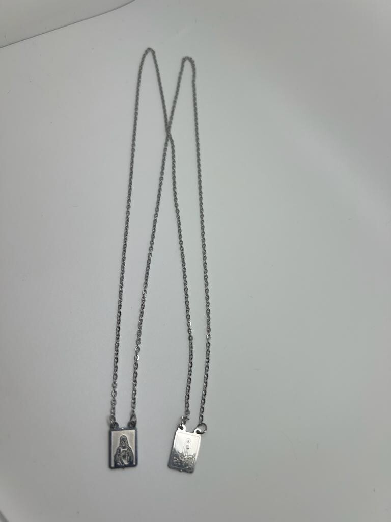 Stainless Steel Scapular Necklace Our Jesus 20inches silver Daily Female Male