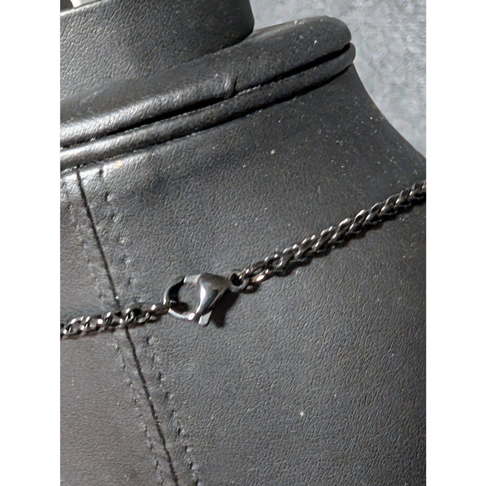 Black Chain Necklace With Silver Tone & Black Cross