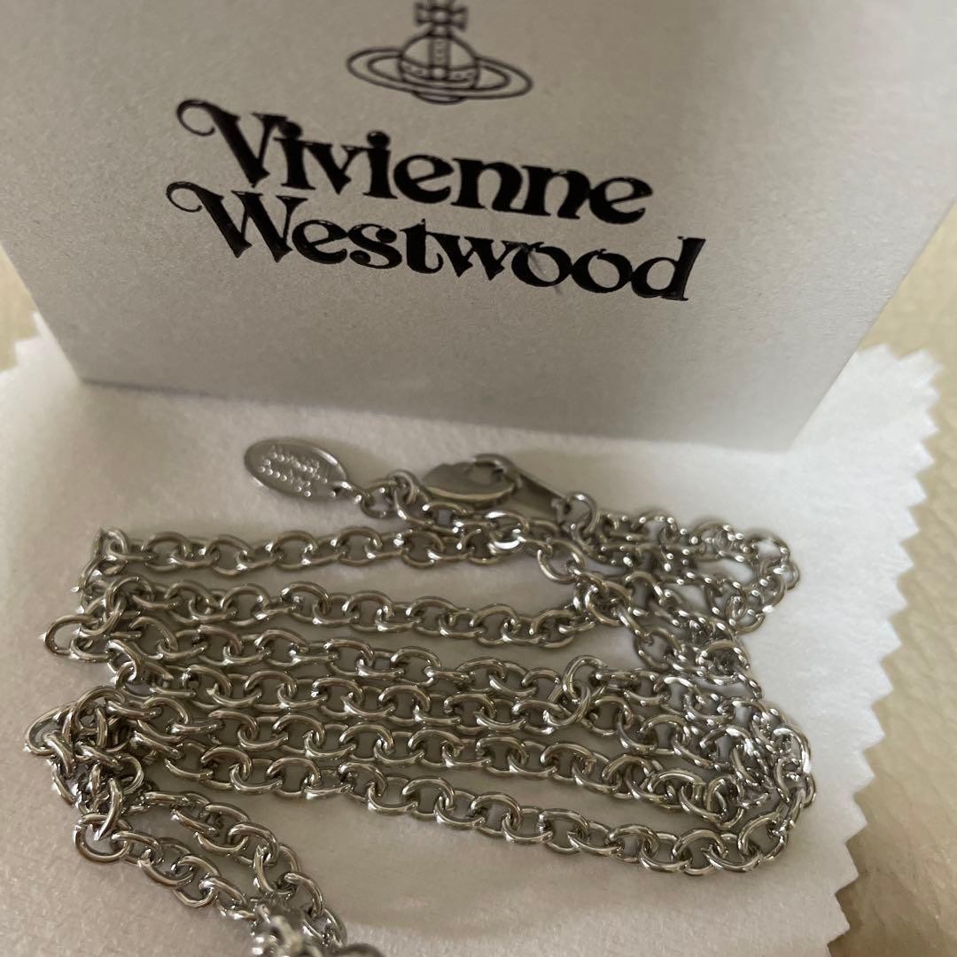 Vivienne Westwood Necklace Orb globe silver clear IN BOX C.64cm T.3.5 x 3.5cm