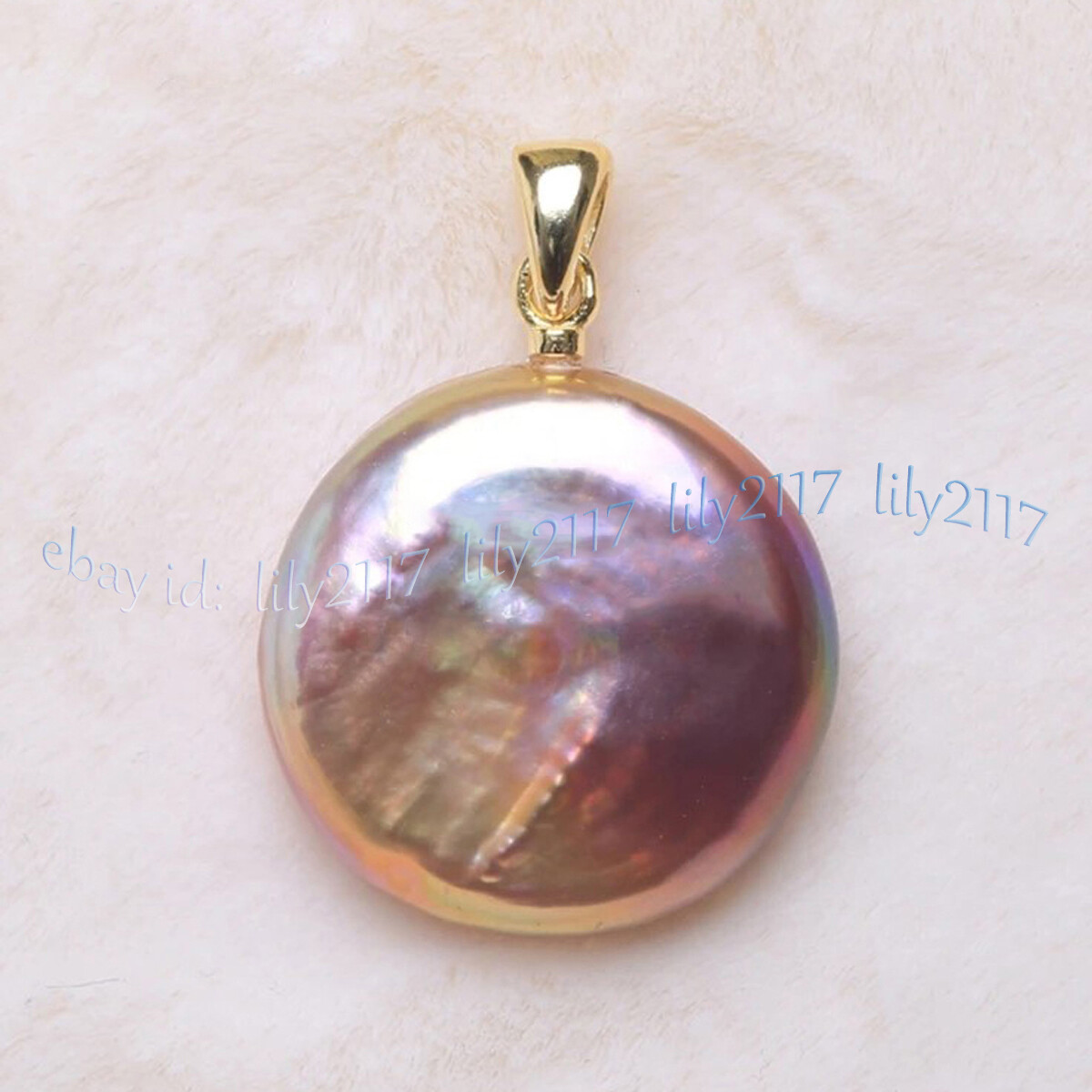 16-17mm Real Natural Pearl Pink Purple Freshwater Baroque Coin Pearl Pendant