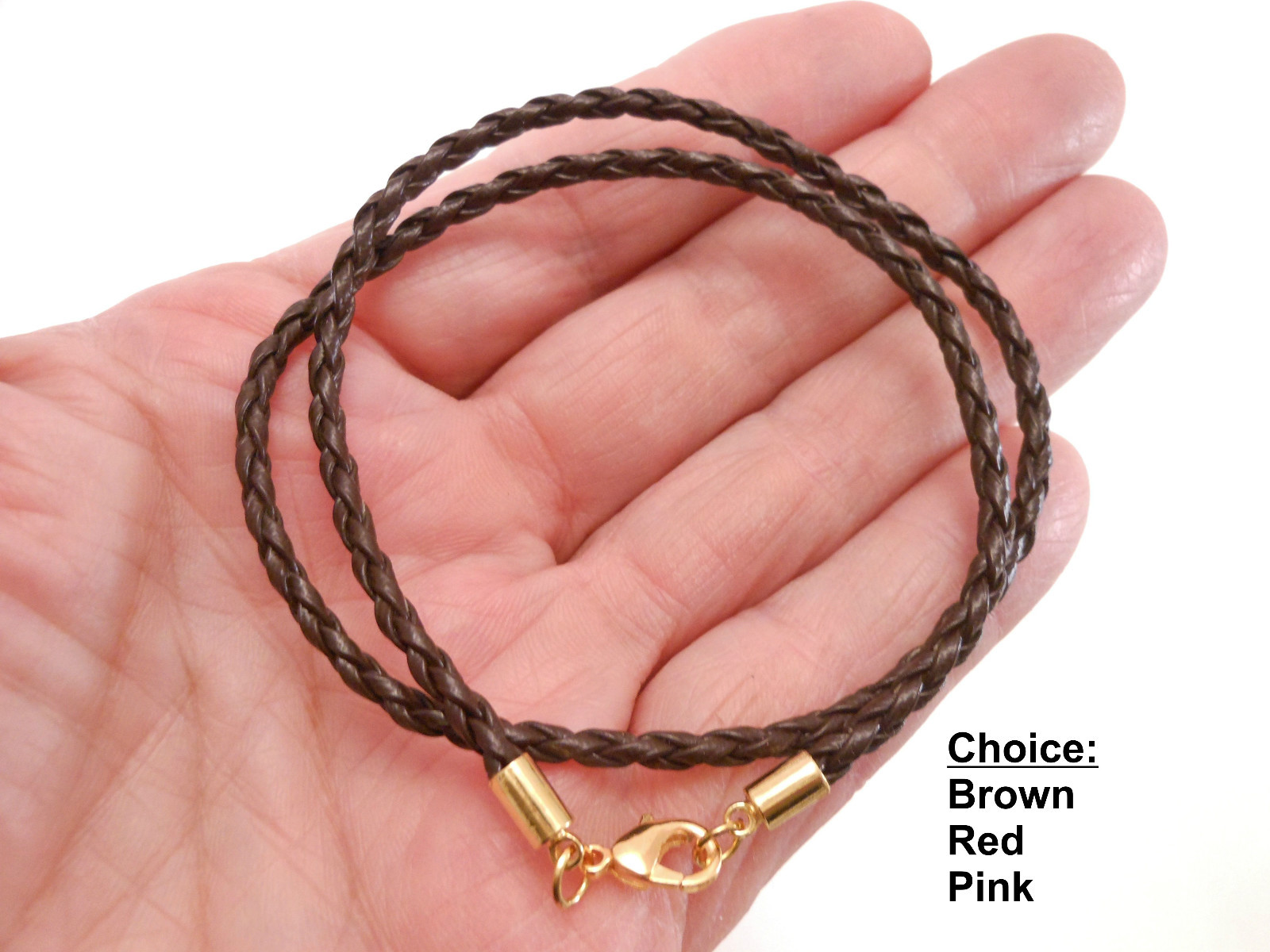 Leather 3mm Braided Cord Surfer Necklace w/ Lobster Clasp Unisex Choice of Color