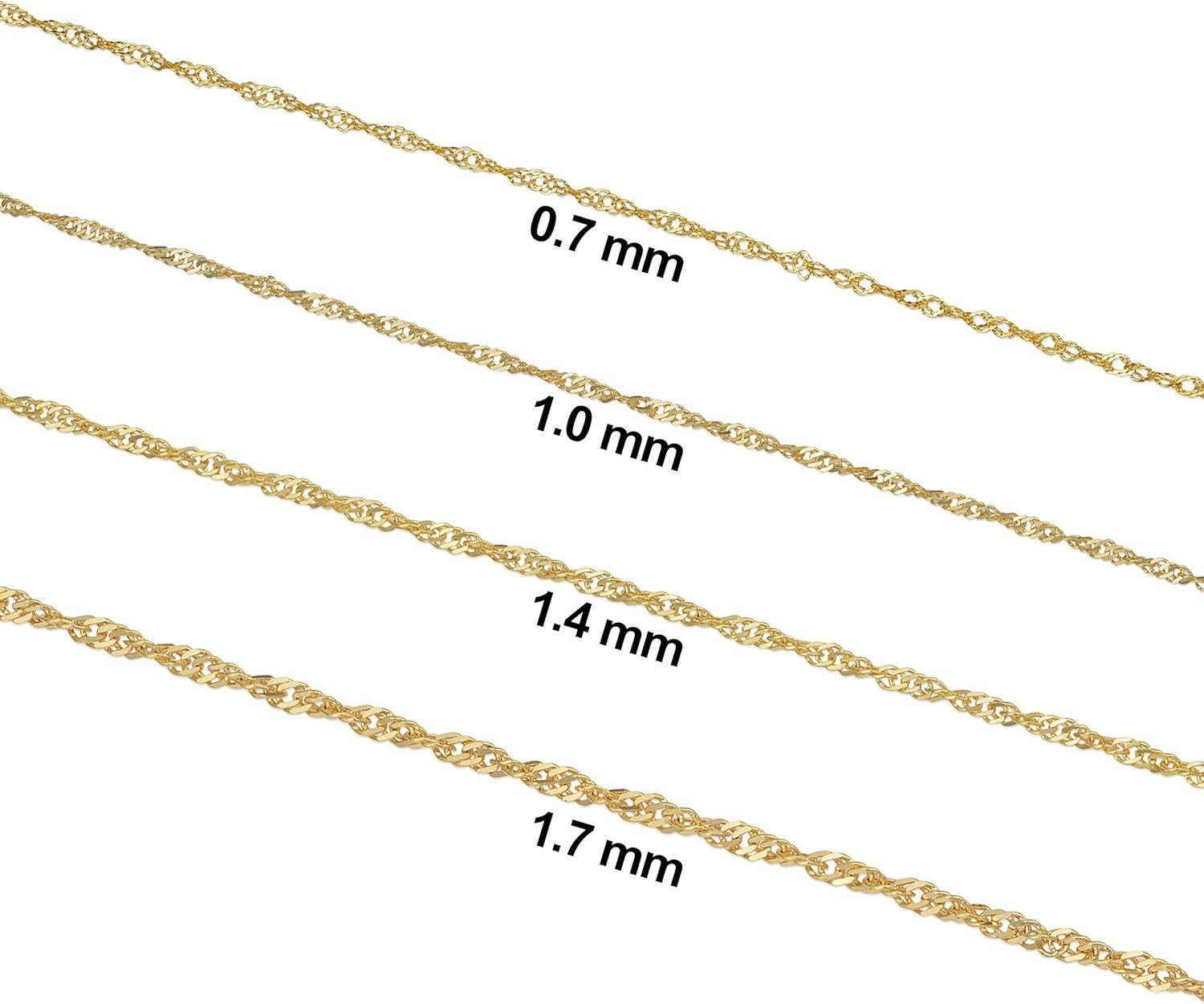 Versatile Singapore Gold Necklace – 10k Yellow Gold in Multiple Sizes Available