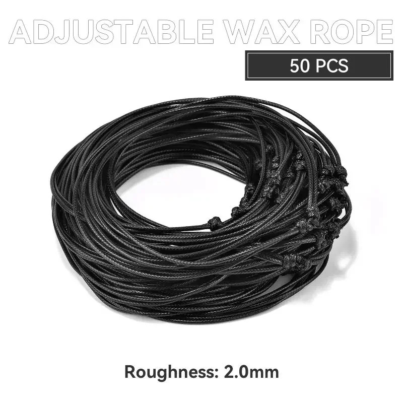 1/10/50Pcs 1/1.5/2Mm Adjustable Choker Necklace Genuine Black Wax Leather Knot S