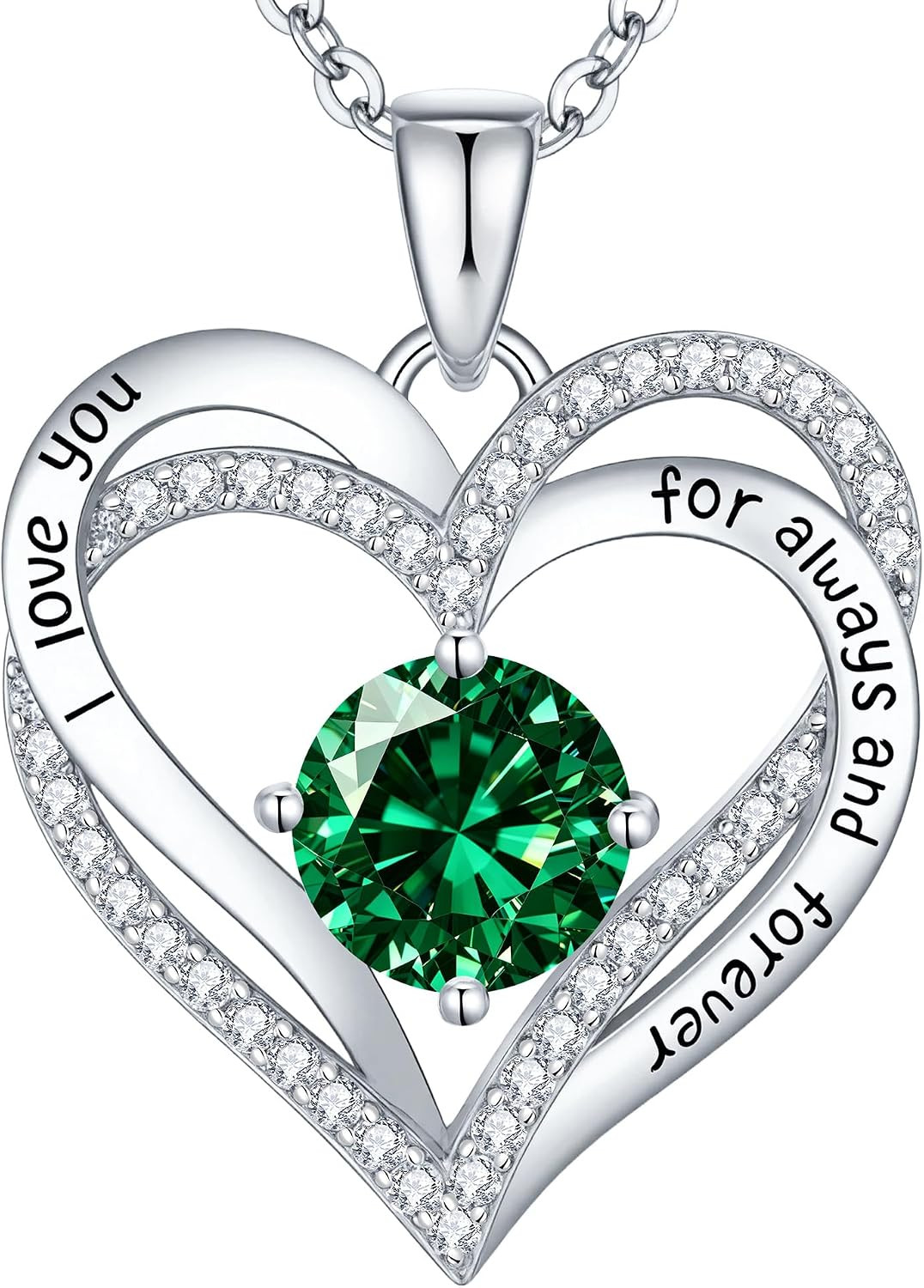 CDE S925 Silver Engraved Heart Birthstone Necklace for Women – Gift for Any Occa