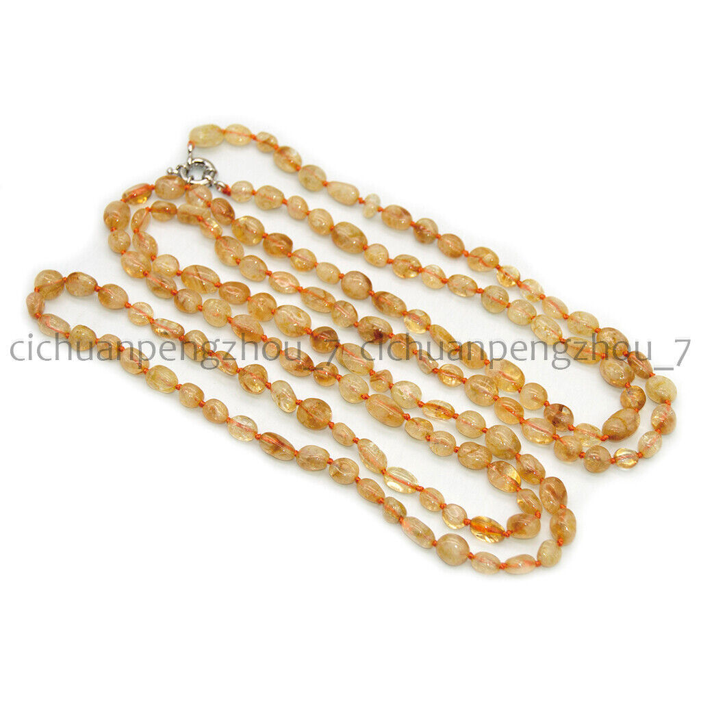 8-10mm Natural Yellow Citrine Crystal Irregular Gems Beads Necklace 14-50”