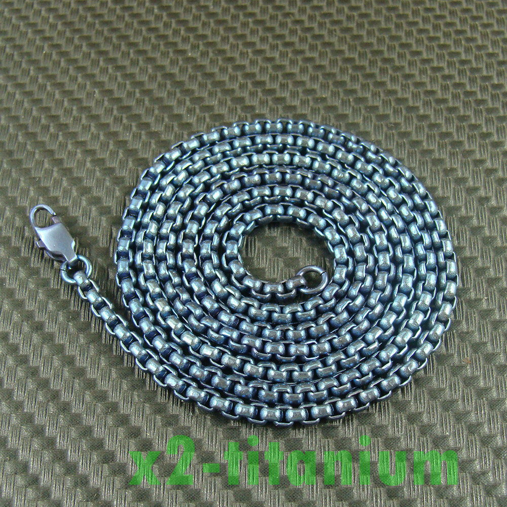 Blue anodized Titanium Ti 3mm Rolo box chain necklace anti-allergy XH283B