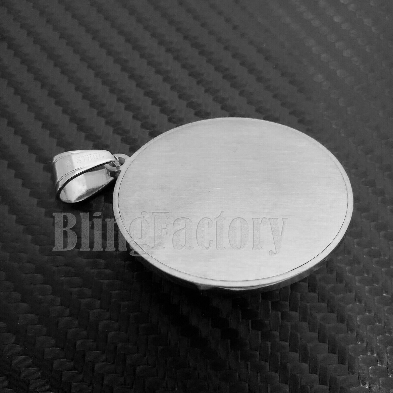 HIP HOP ICED BUST DOWN SILVER LION HEAD MEDALLION STAINLESS STEEL CHARM PENDANT