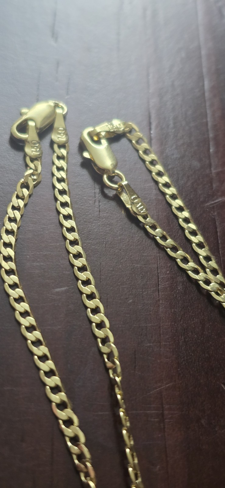X2 – Italian 18k Gold Curb Chain Necklace 2.5mm 18 Inches Long