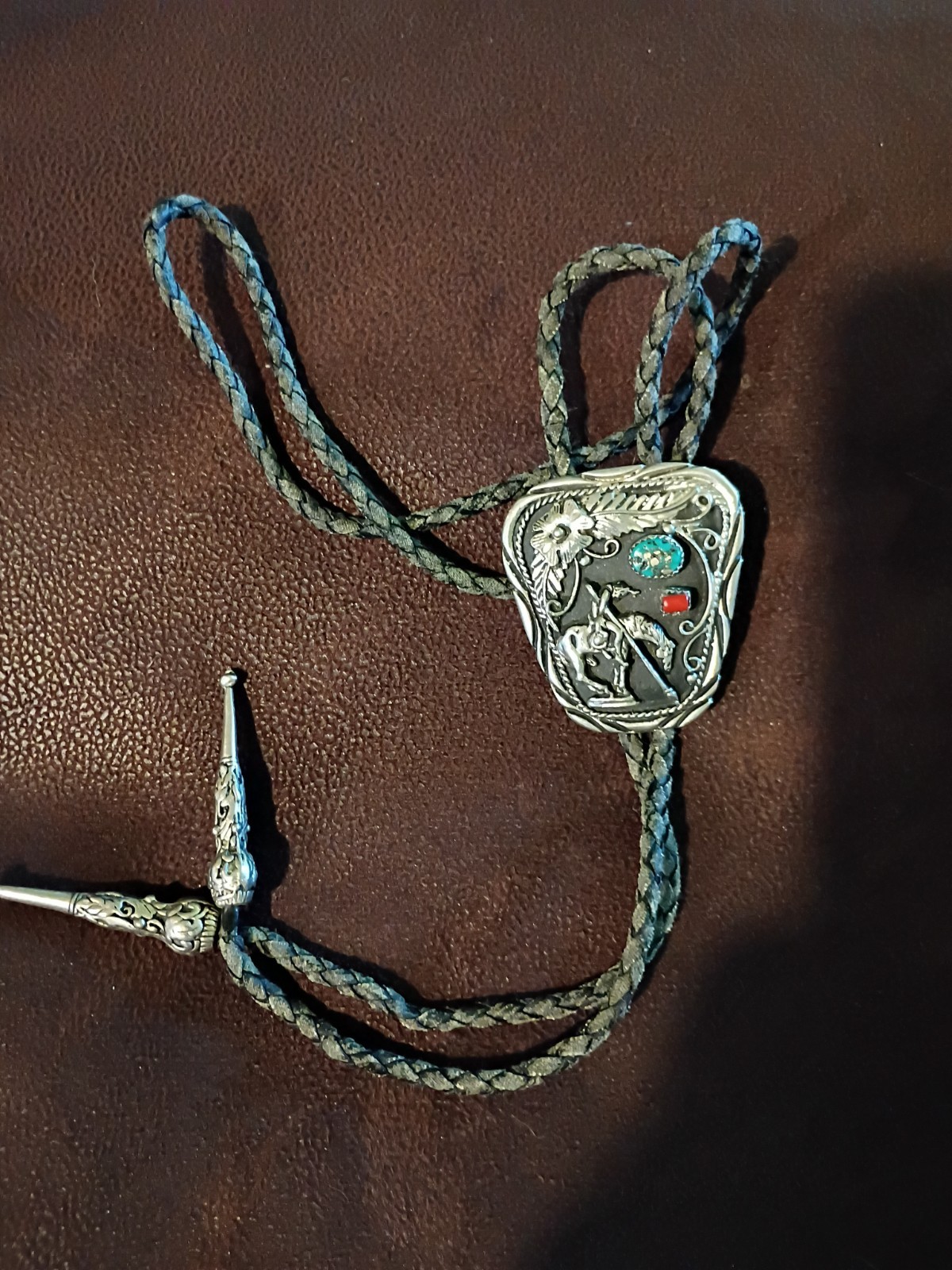 Vintage SSI Handcrafted in USA Bolo Tie with inlay End Of The Trail