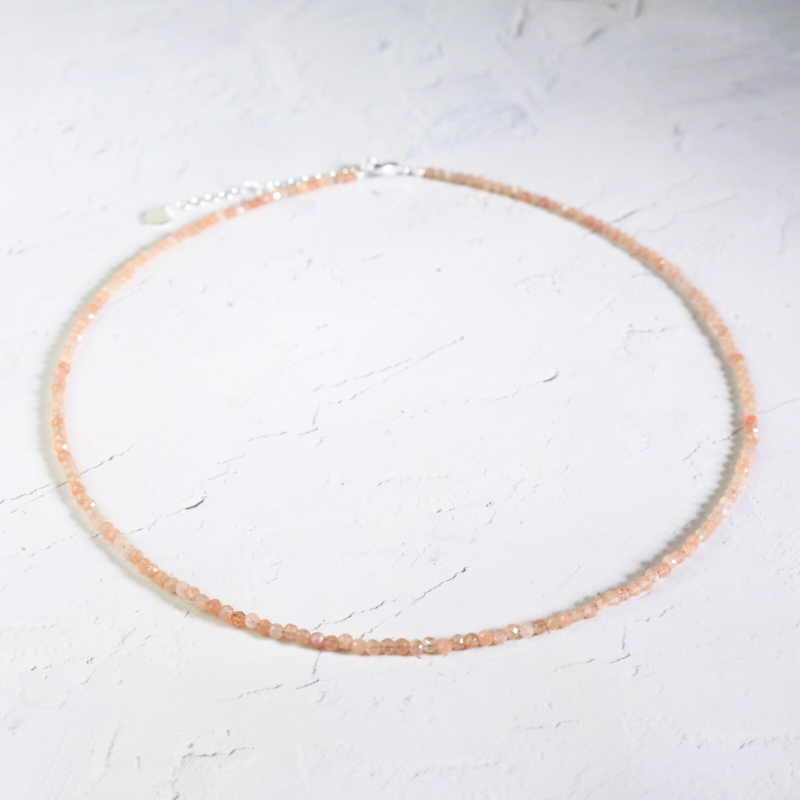 2mm Sunstone Tiny Bead Choker Minimalist Delicate Healing Lucky Necklace Gift