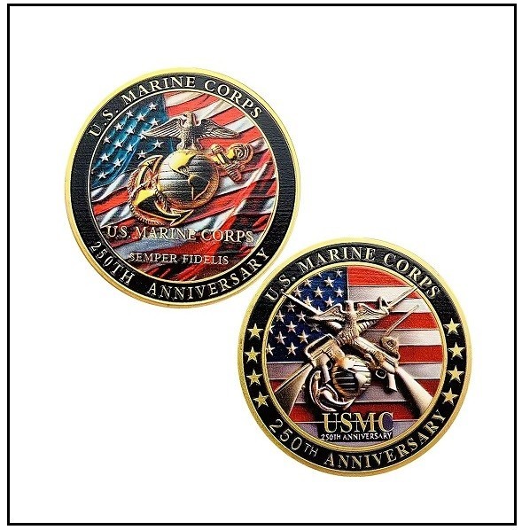 MARINE CORPS USMC Medallion Necklace – 1 5/8″ 250th Anniversary Coin Pendant
