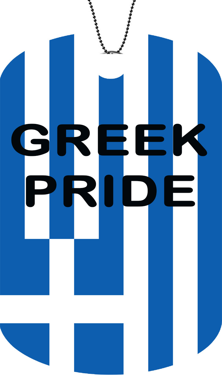 GREECE flag Adult Dog Car Tag Chain Greek Necklace PRIDE Version