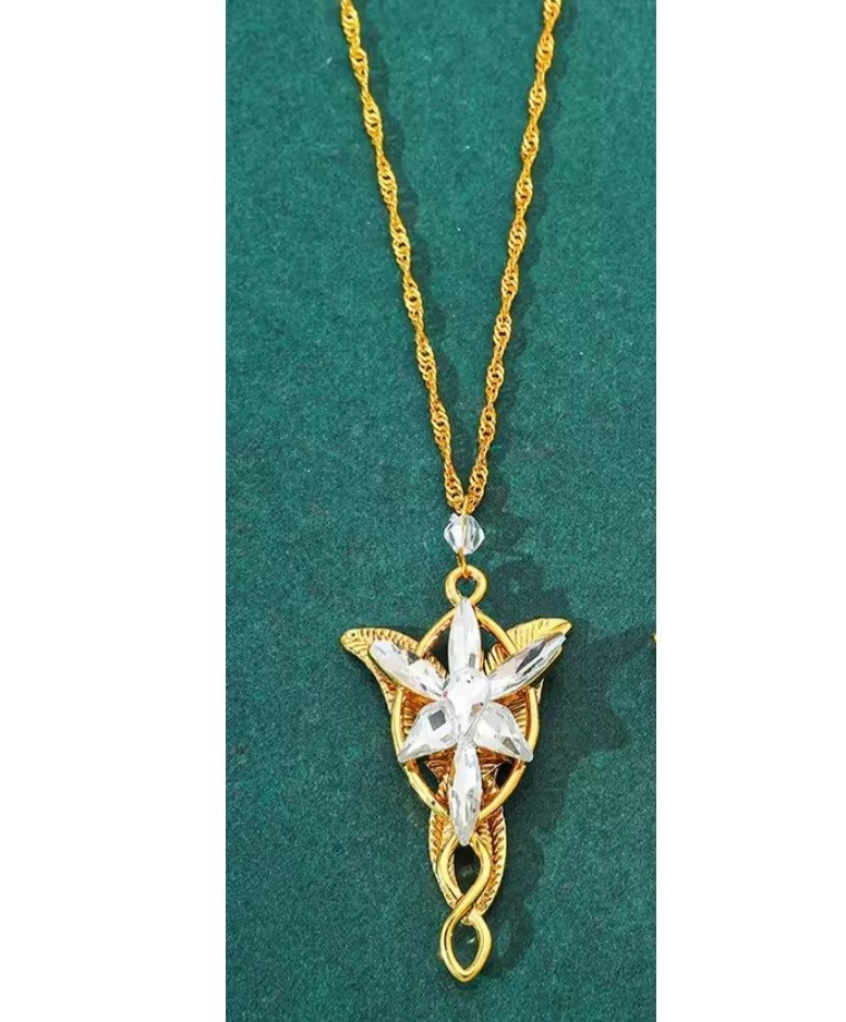 Arwen Evenstar Gold Necklace Aragorn Elven LOTR Lord of the Rings