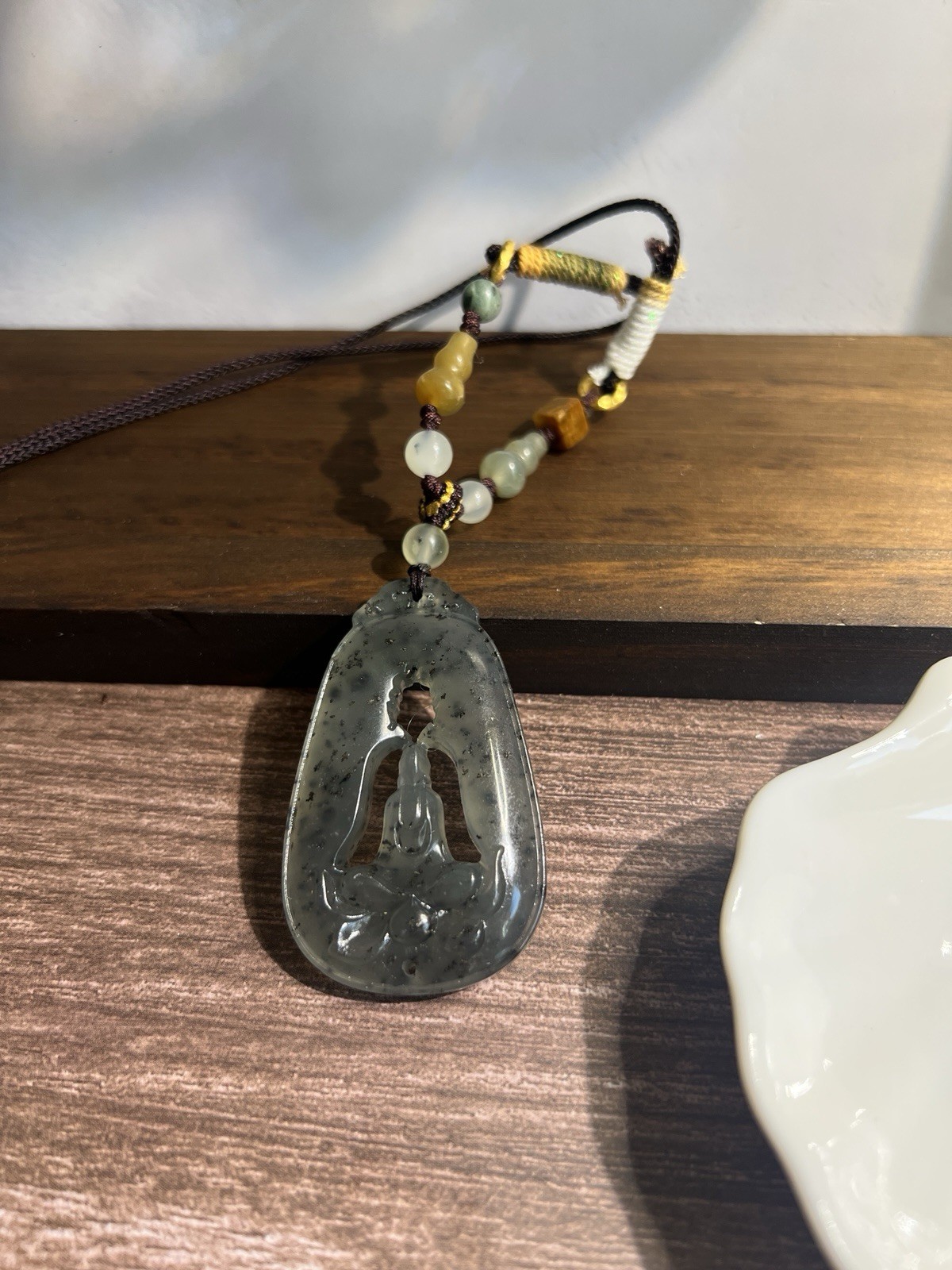 Natural sleeve jade no-phase Buddha hand-woven necklace