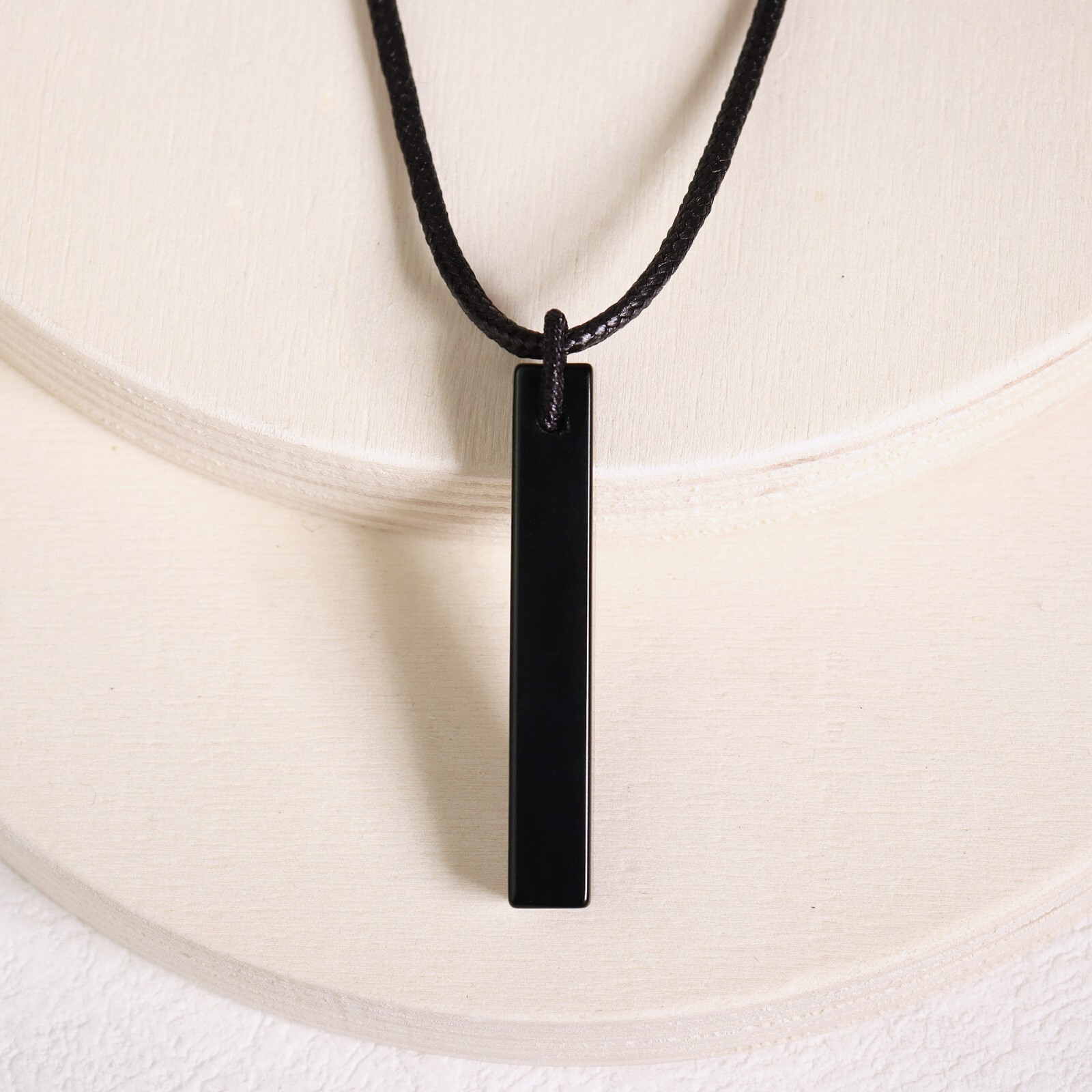 Black Tourmaline Vertical Y shaped Pendant Necklace Healing Amulet Men Necklace