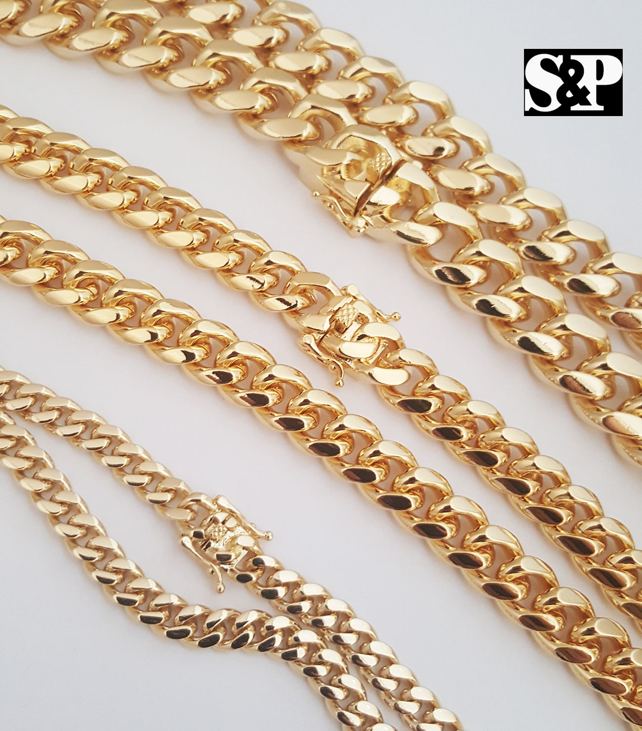 Premium Quality Gold Plated Brass Miami Cuban 6,10,14mm 24″, 30″ Chain Necklace
