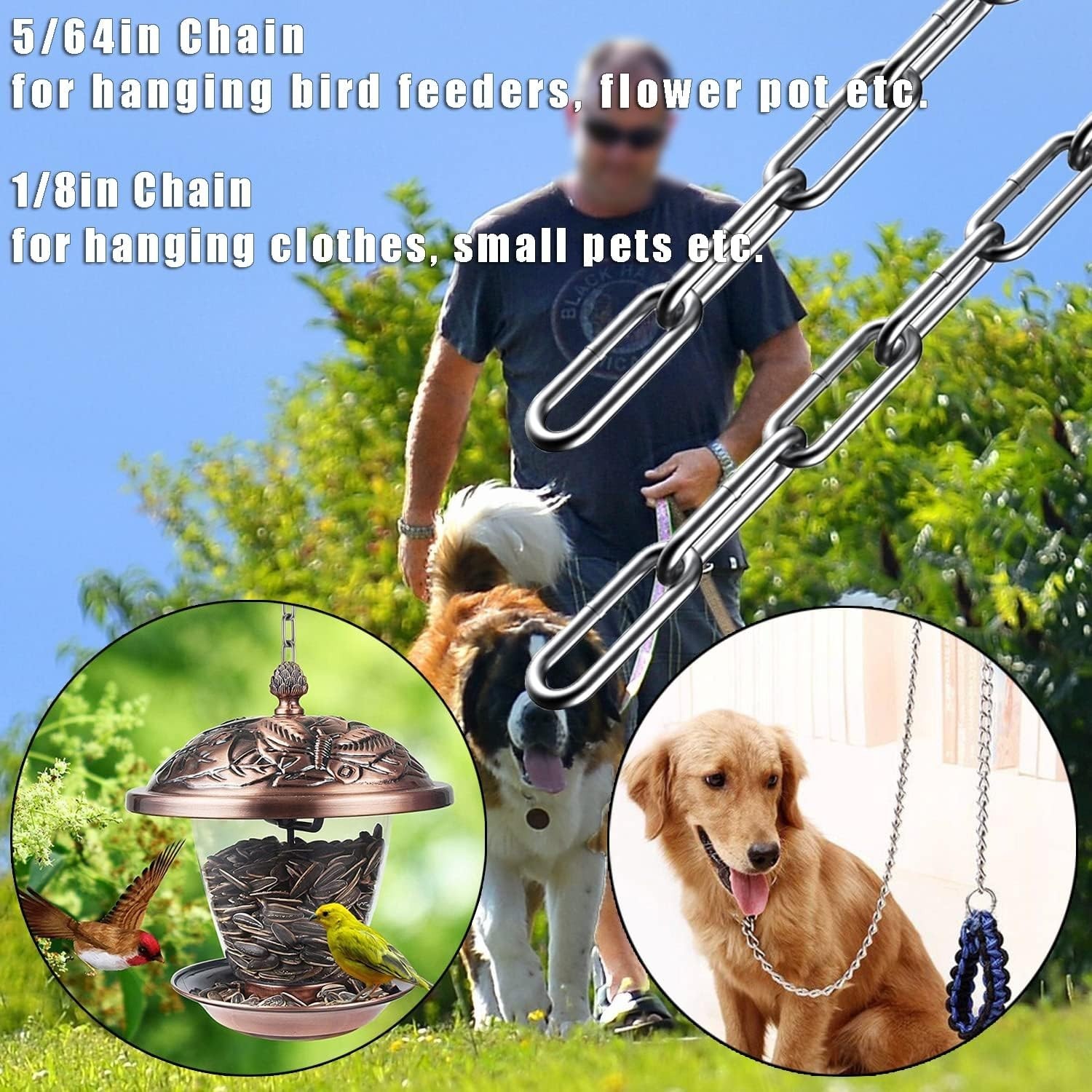 5/64in Light Duty Stainless Steel Chain – 6.5ft Rust Resistant for Home & Garden