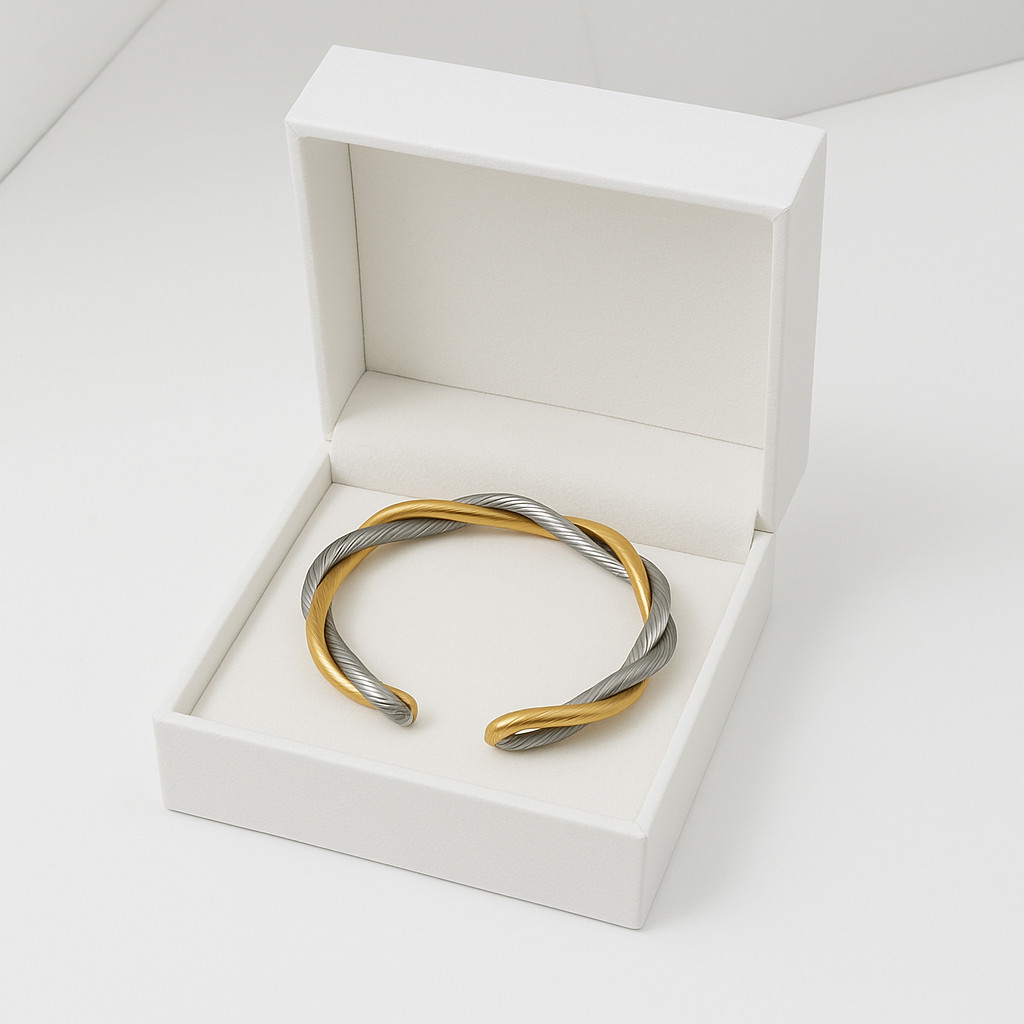 Women jewerly, High End Gold & Silver Twist Rope Cuff Bracelet Women Adjustable