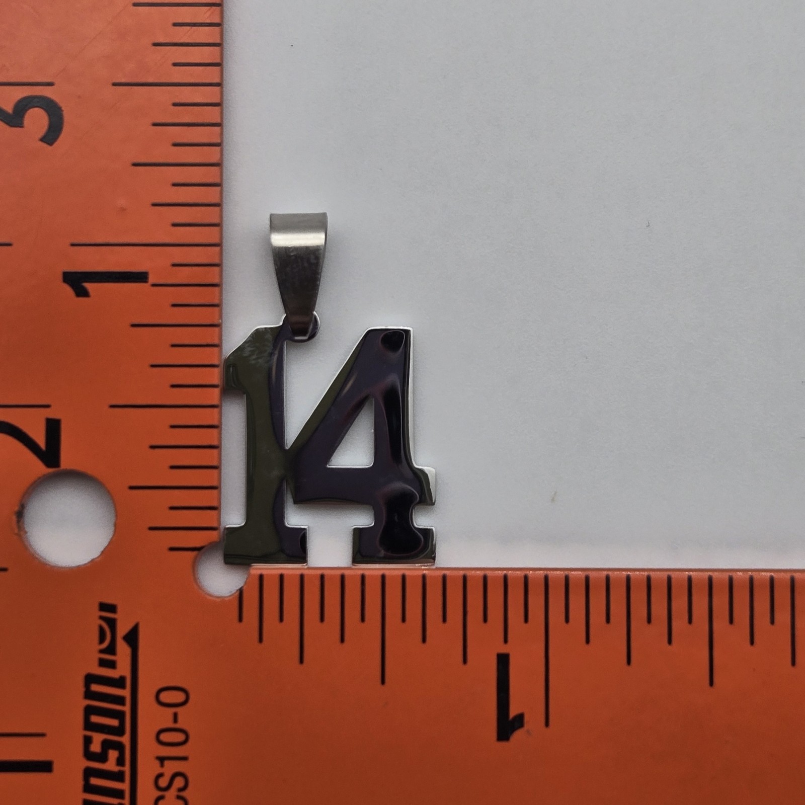 #14 BASEBALL FOOTBALL NUMBER Pendant Charm / 18″-24″ STAINLESS CHAIN NECKLACE