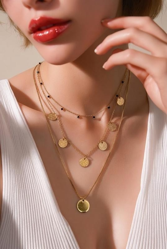H&m Gold Layered Coin Chain Necklace Size 40cm