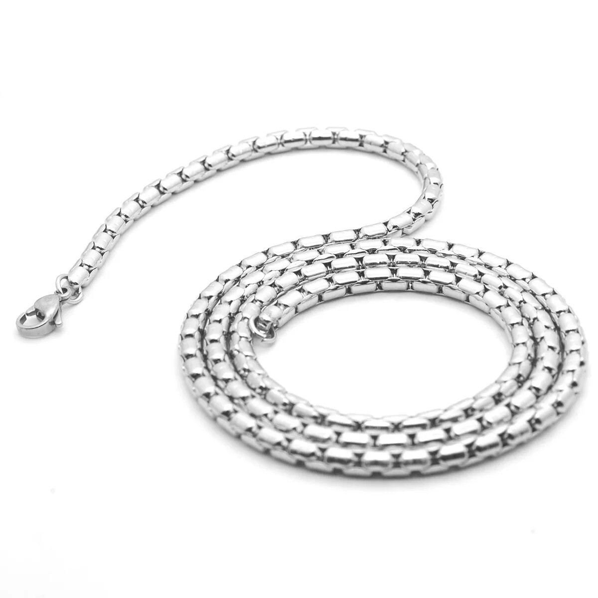 Wholesale New Stainless Steel Square Rolo Box Cylinder Chain Necklace Men Women