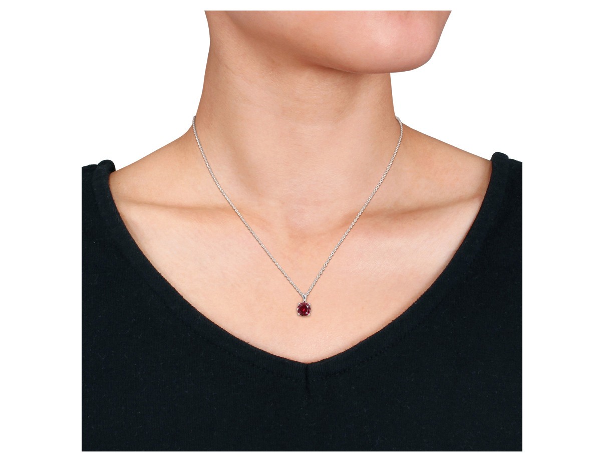 2.40 Carat (ctw) Lab-Created Ruby Solitaire Pendant Sterling Silver with Chain