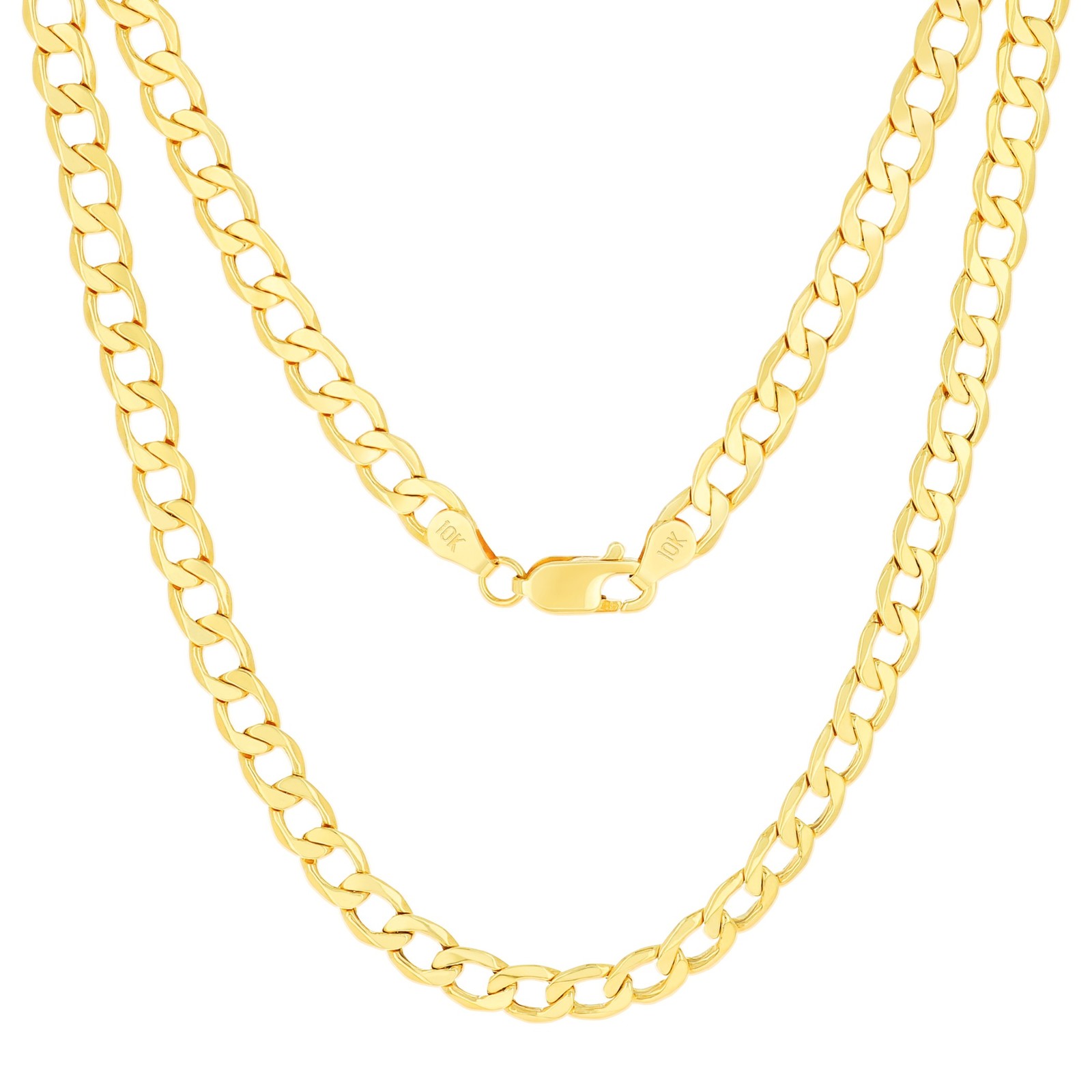10K Yellow Gold 5.5mm Italian Cuban Curb Chain Link Necklace Mens Women 16″- 30″
