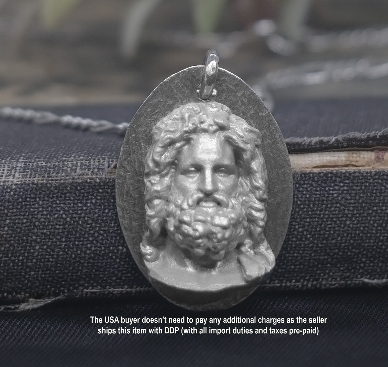 Zeus Otricoli Silver Necklace, Jupiter Statue Charm, God the Father Pendant Gift