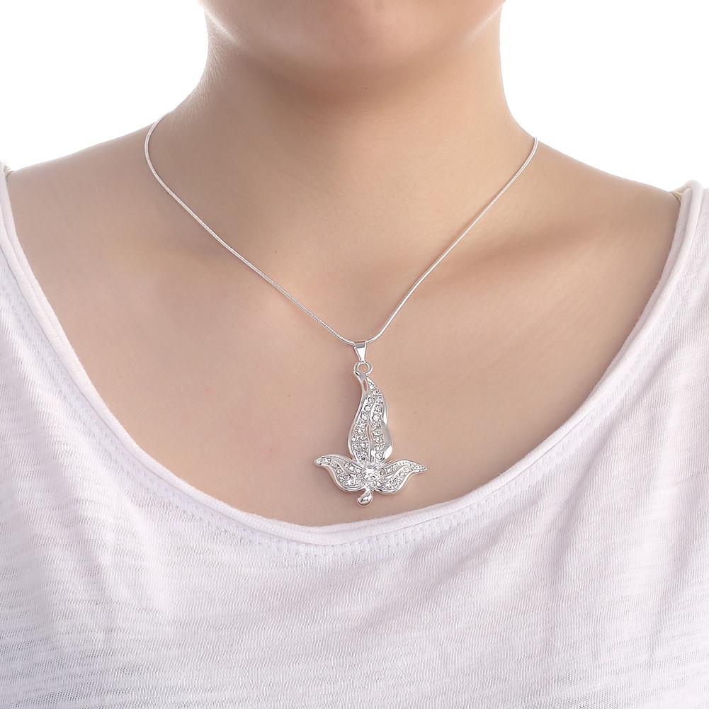Elegant 925 Sterling Silver Filled Flora CZ Pendant Necklace N-A602 Woman Gift