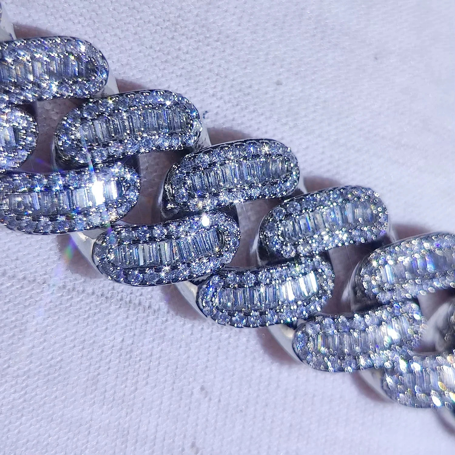 15mm Iced Cuban Link Necklace with Baguette CZ