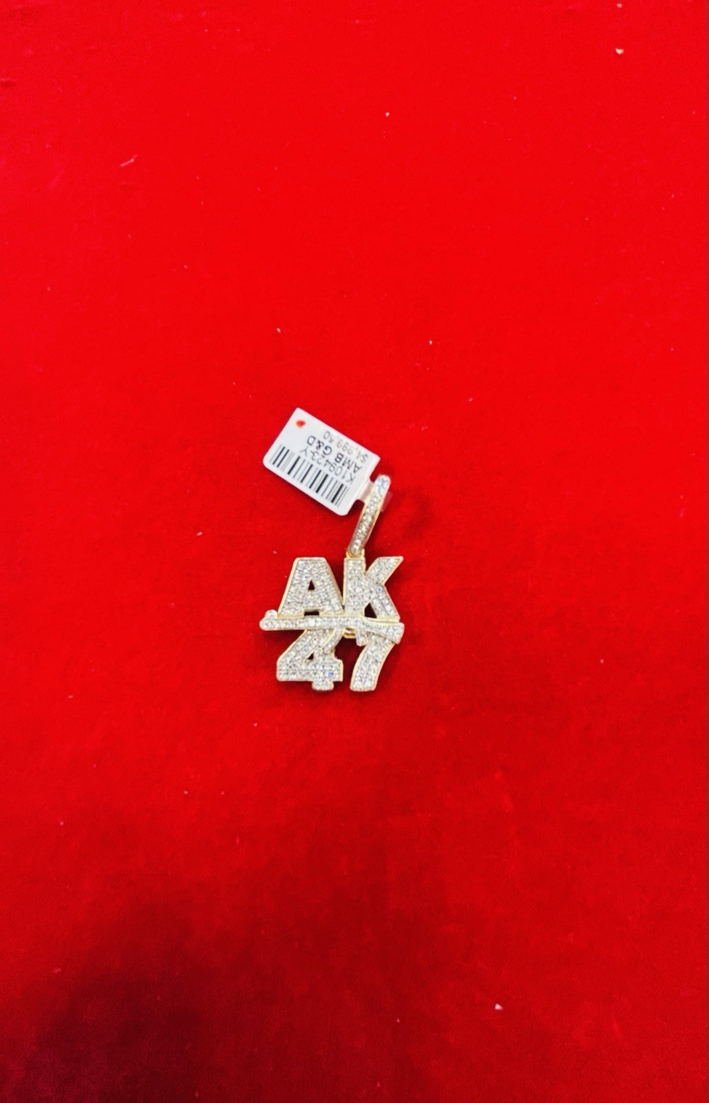 10K Gold AK-47 Charm Pendant Pavé Set White Round Stones barcode:- K109423-Y