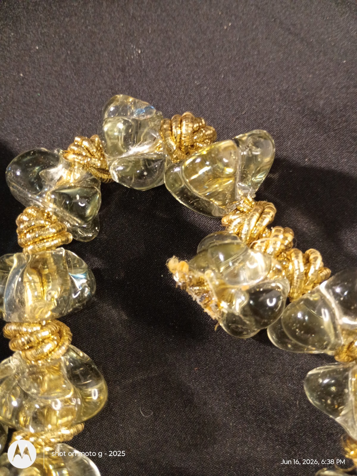 Blue & Clear Glass Beaded Necklaces Gold Tone Spacers Beads (Craft Only)