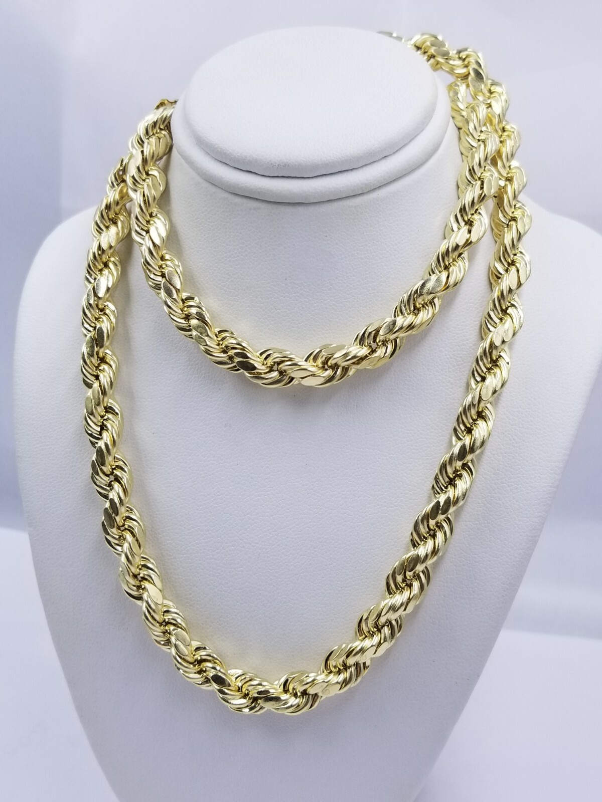 10k Yellow Gold Rope Chain Necklace 18″-30″ Men Women 4mm-10mm Real Gold Hollow