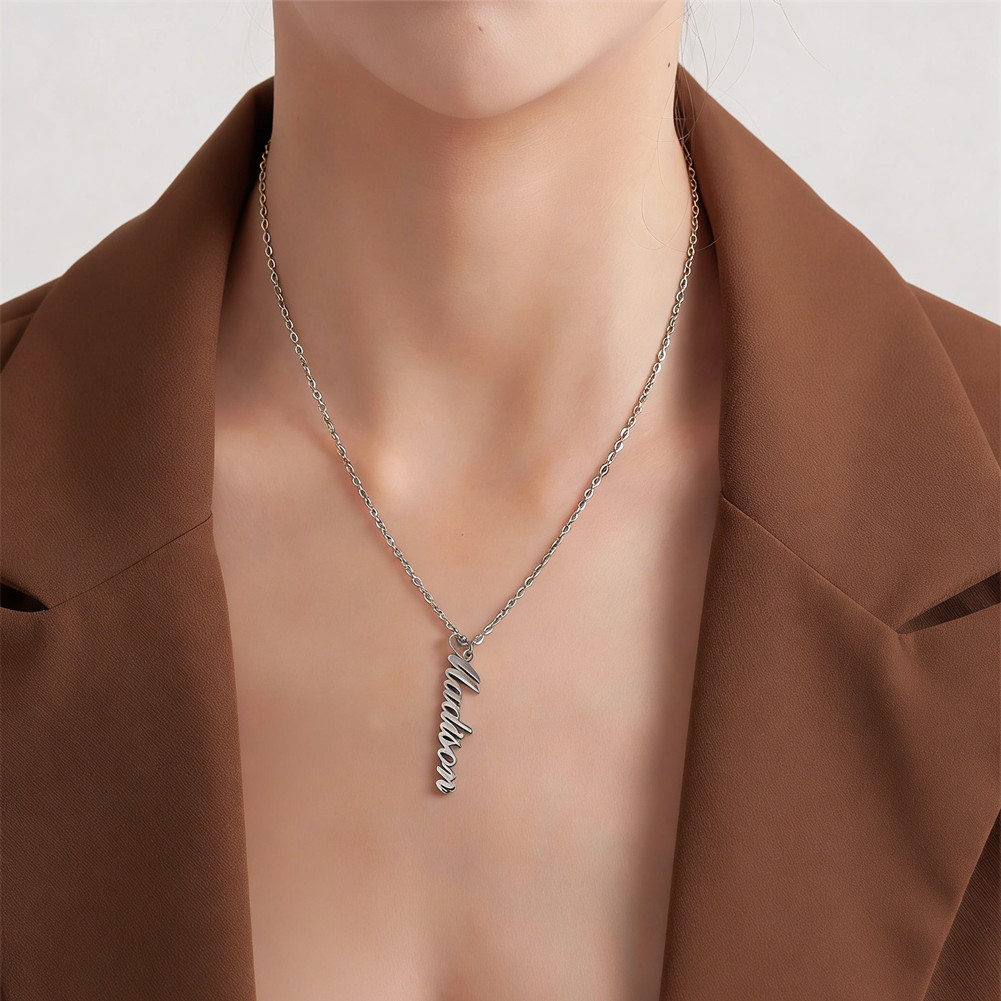 Personalized Vertical Name Pendant Necklace Custom Handmade Necklace for Women