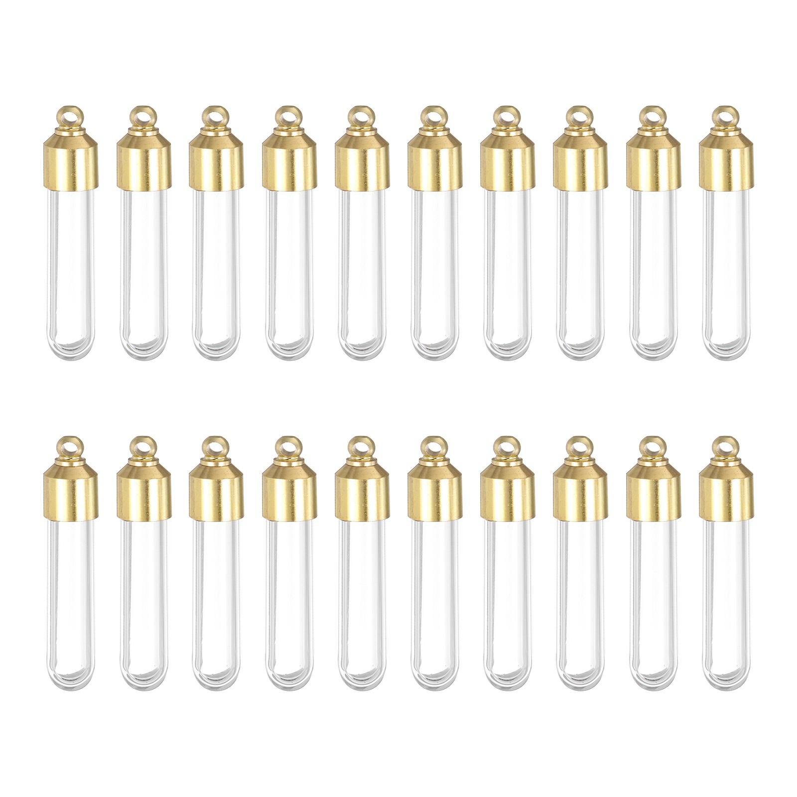 20Pcs Glass Vial Pendant Necklace Round-Bottomed Cylinder for Liquid Sand Ashes