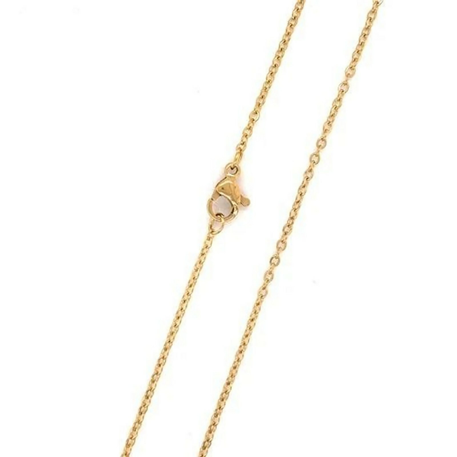 Gold Cable Chain Necklace Womens Stainless Steel 1.6mm 15-24-inch