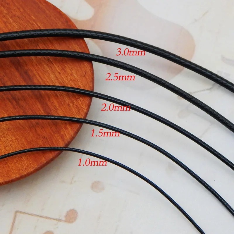 Black Waxed Leather Cord Necklace Braided Choker Chain with Stainless Steel Clas
