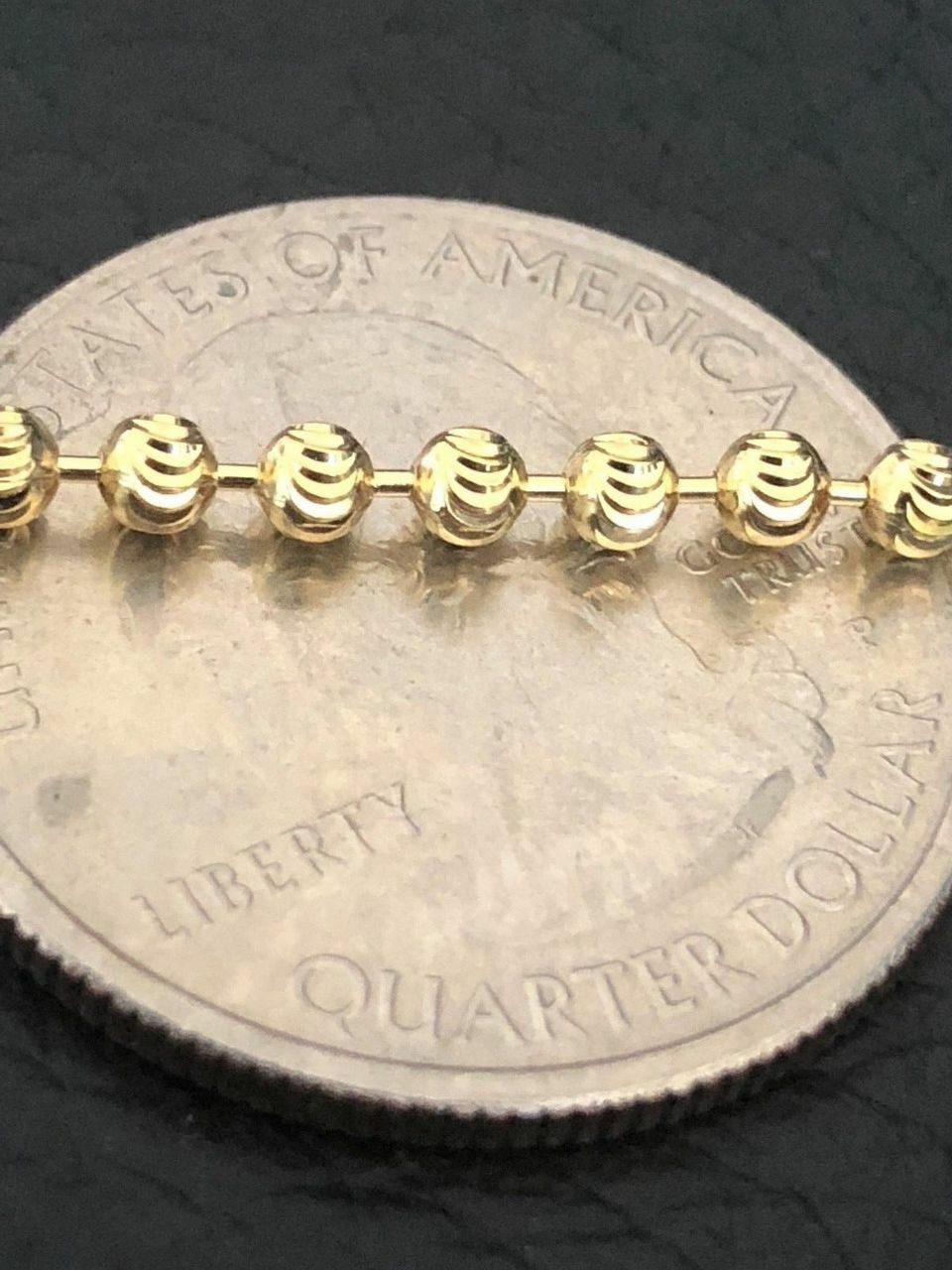 14K Gold Plated Solid 925 Silver Ball Moon Diamond Cut Chain MADE IN ITALY 2.5mm