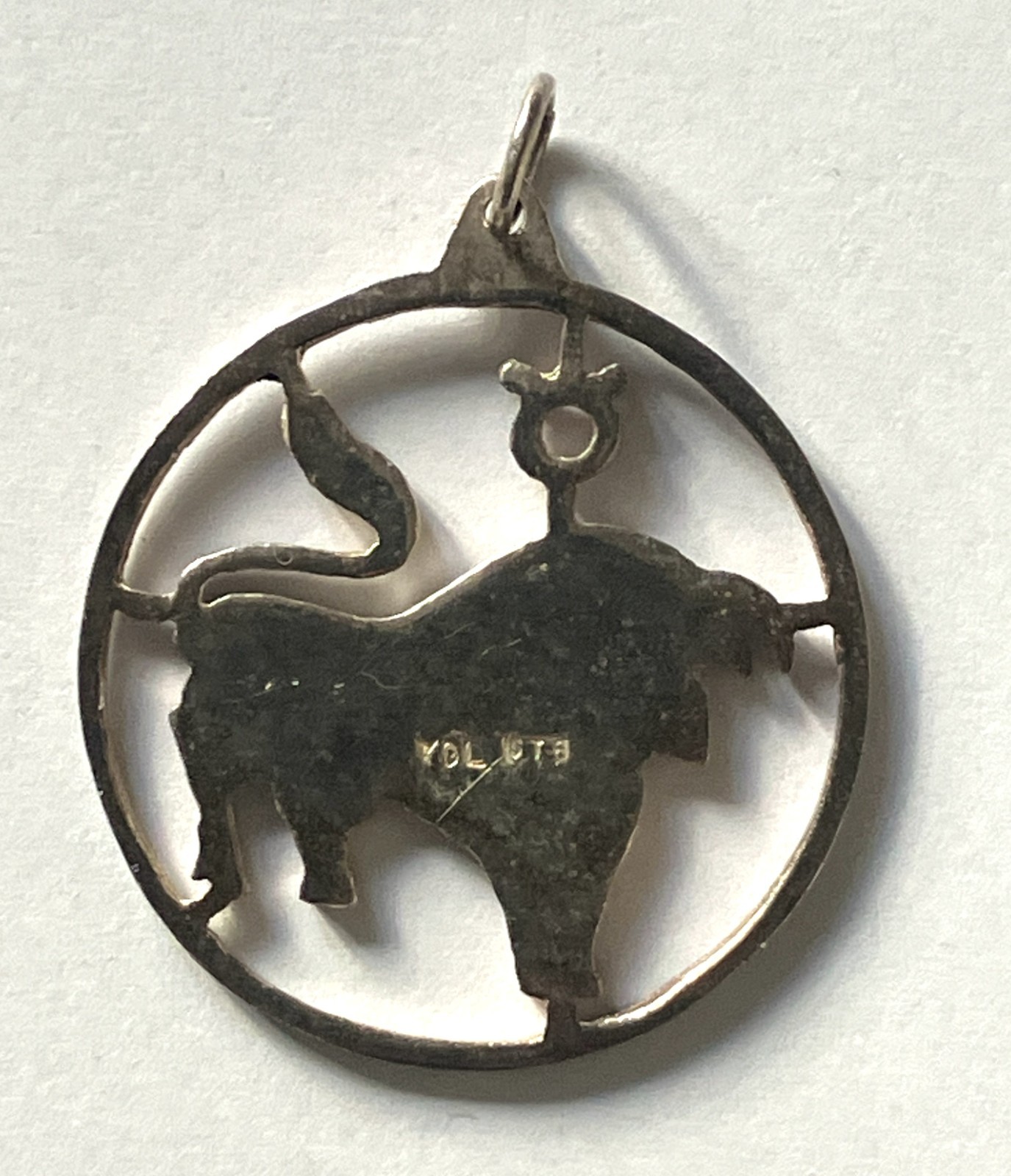 Sterling Silver Taurus Zodiac pendant, 32mm diameter