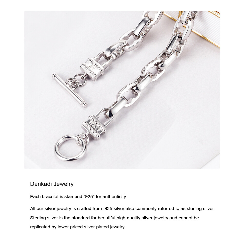 925 Sterling Silver Oval Link Chain Two Locks Necklace T/O Clasp for Men & Women