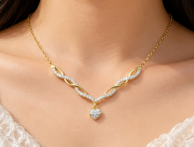 1.50Ct Round Cut Simulated Diamond Wedding Amulet Pendant 14K Yellow Gold Plated