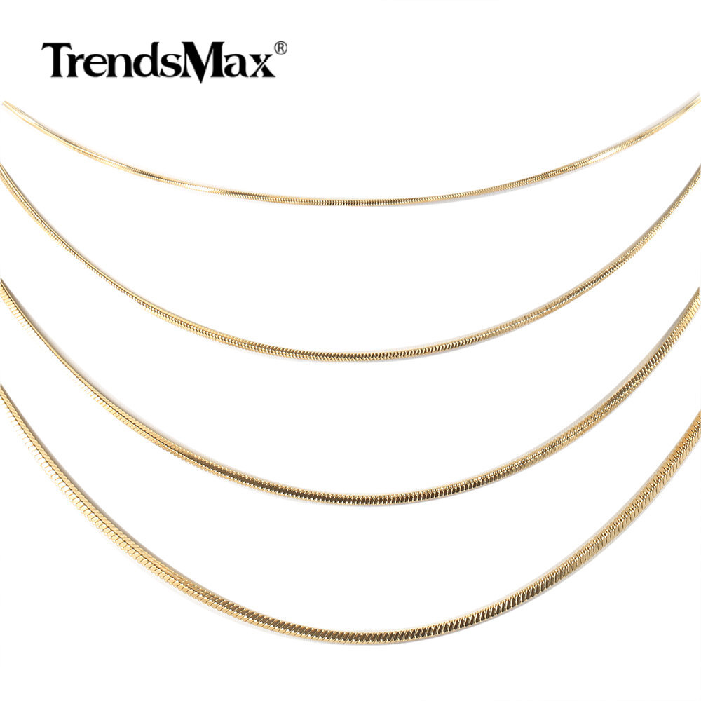 0.9-2mm Silver/Gold Plated Stainless Steel Herringbone Snake Chain Necklace 22″