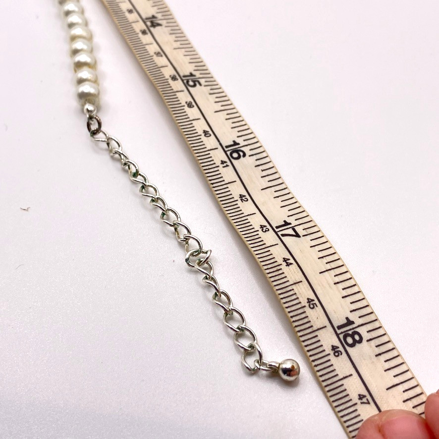 White Glass Faux pearl necklace 46cm vintage bridal flower girl bridesmaid