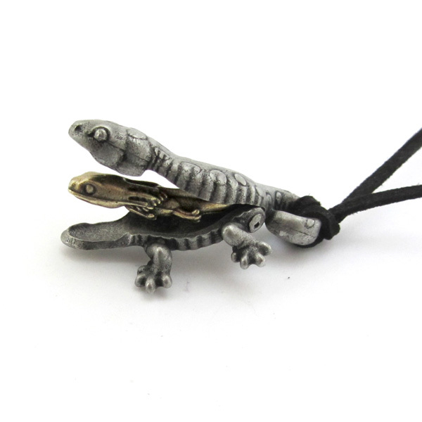 Spotted Salamander Adult and Larva Necklace – Articulating Salamander Pendant