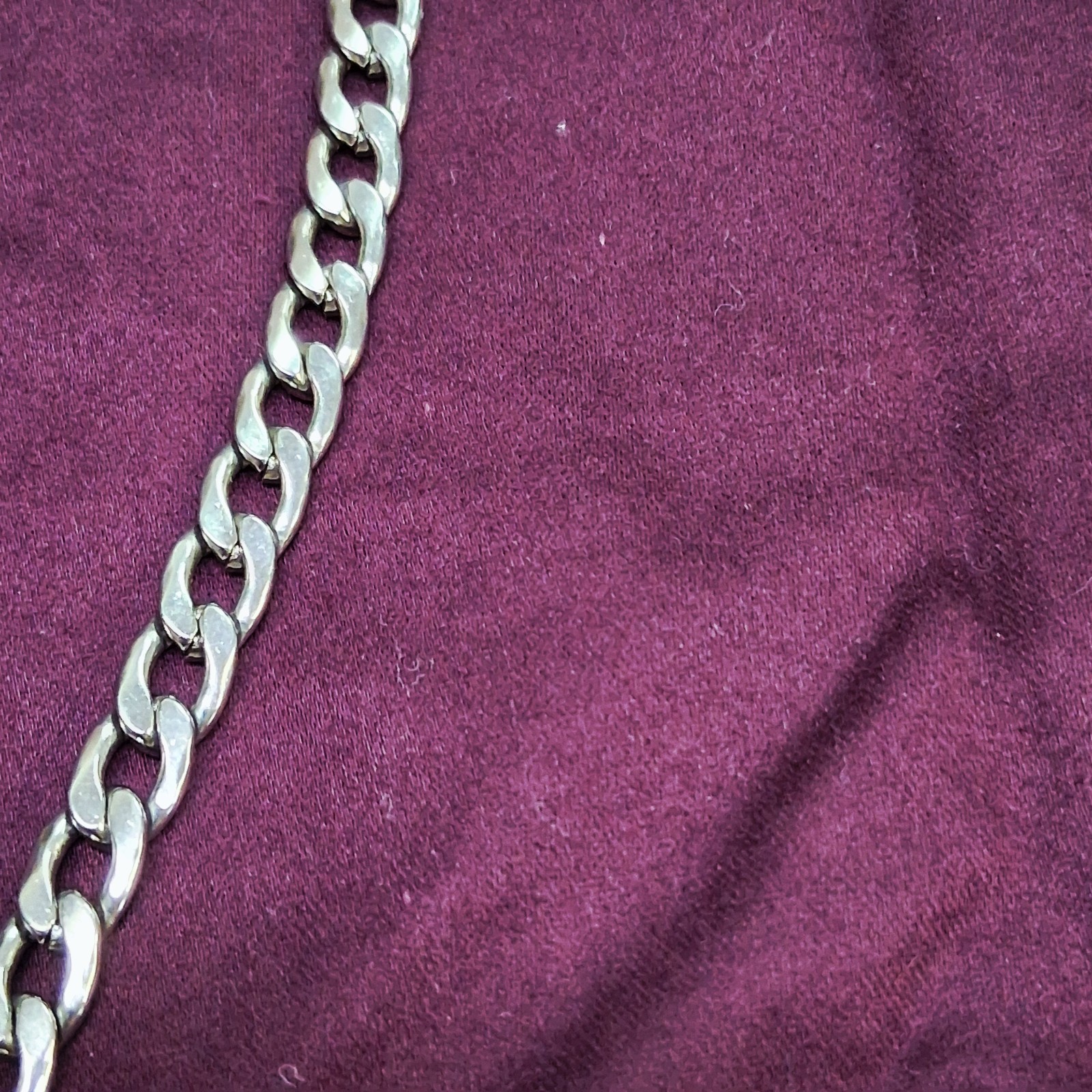 Polished Silver Tone Ball & Hoop Pendant Heavy Curb Link Chain Necklace