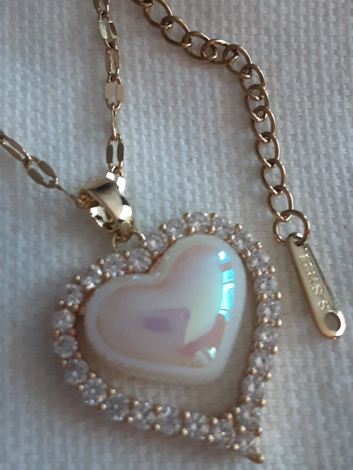 S Steel necklace hearts / Crystal’s gold Pearls stamped