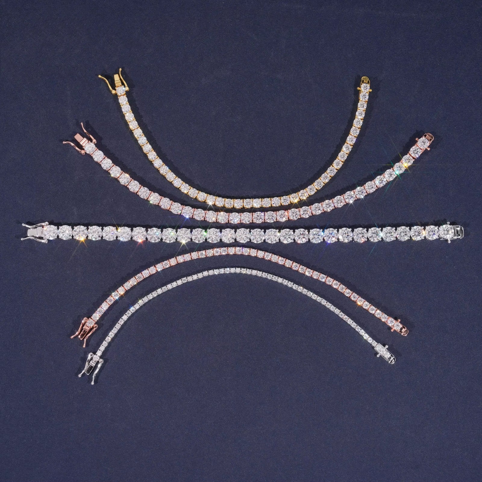 2-6.5mm VVS1 Moissanite Tennis Chain Necklace – 925 Sterling Silver Pass Tester