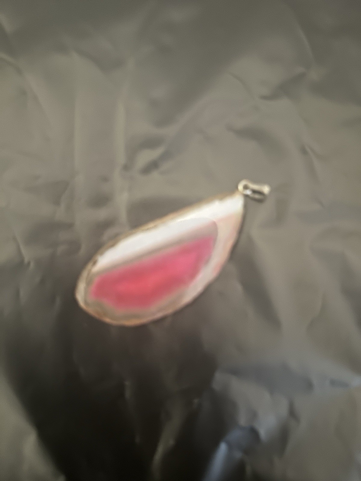 Natural Pink Agate Slice With Hook For Necklace