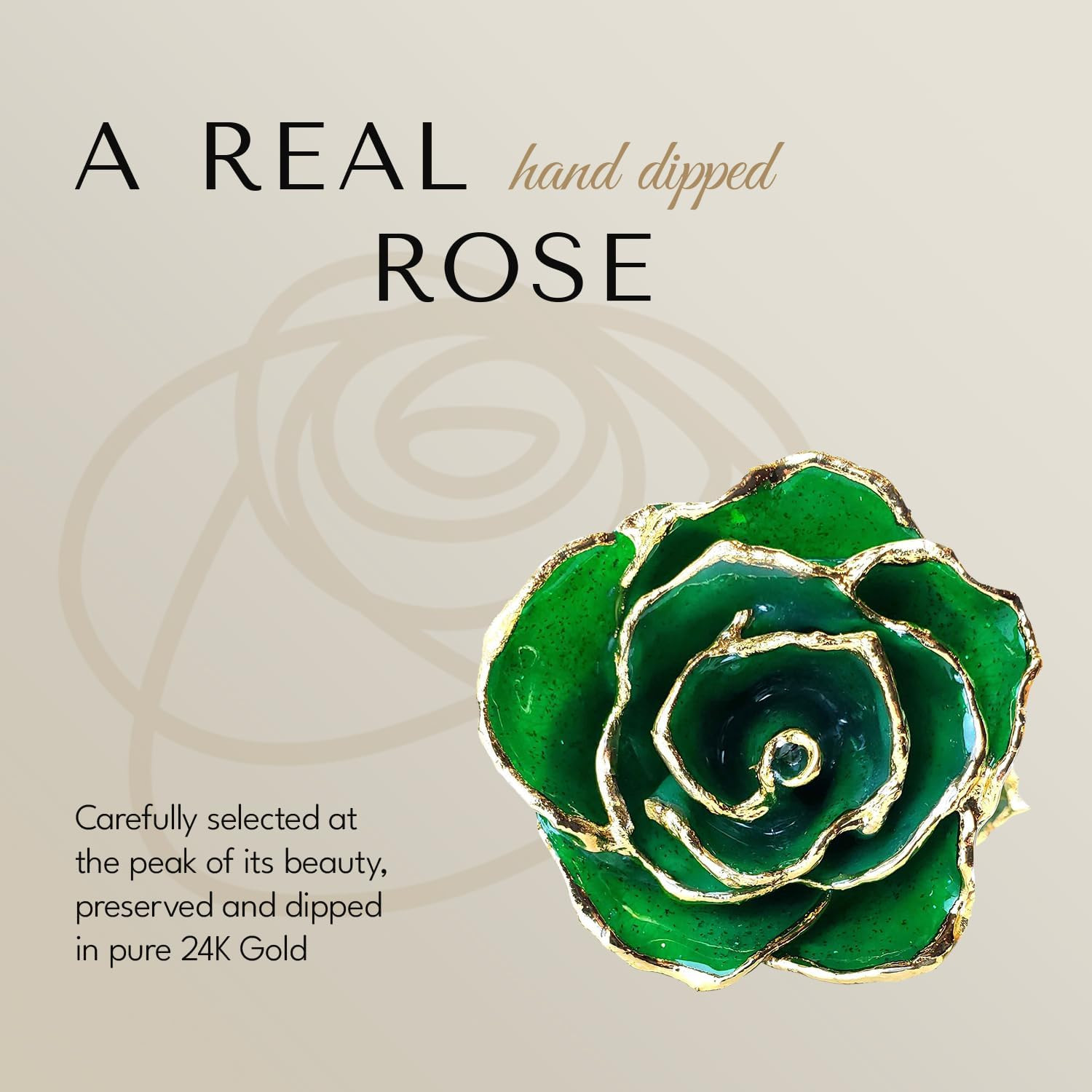 24K Gold-Dipped Rose with Emerald May Birthstone in Luxury Gift Box