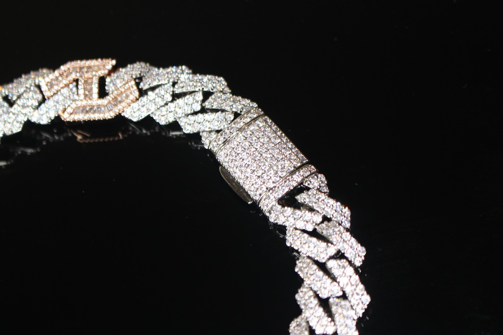 14k STAMPED 14mm FIGARUCCI Two-Tone Rose Gold Chain 80.7ct Lab Sim VVS1 Diamond